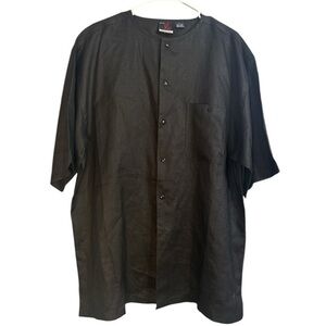 Jordan Craig 100% Linen Black Short Sleeve Button Up Large